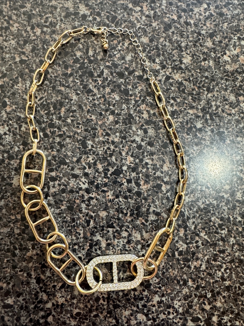 Park Lane “Luxe” Gold Link Necklace with Pavé Crystal Accent - Women Jewelry